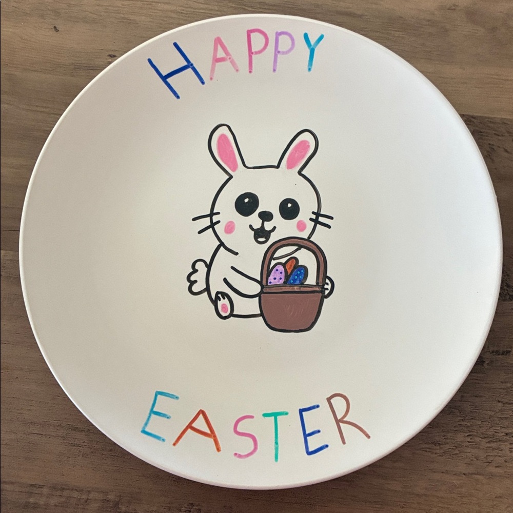 Easter Bunny Painted Plate- decor only